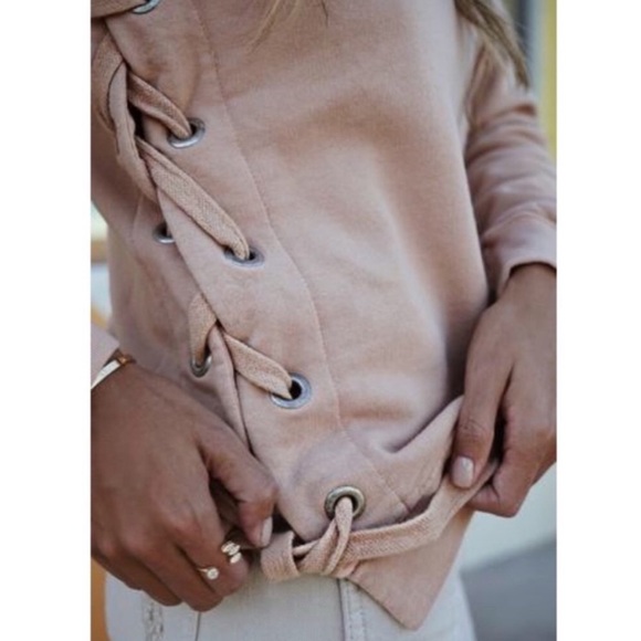 Sincerely Jules “Harper” lace up sweatshirt (XS) - Picture 2 of 12